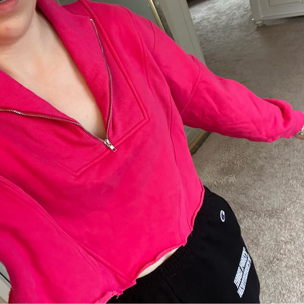 Pink Cropped Quarterzip